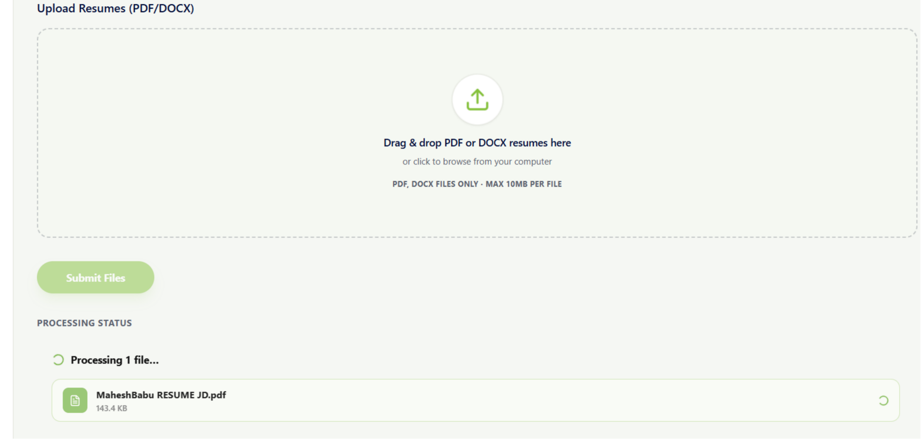 Upload Individual Resumes via Portal