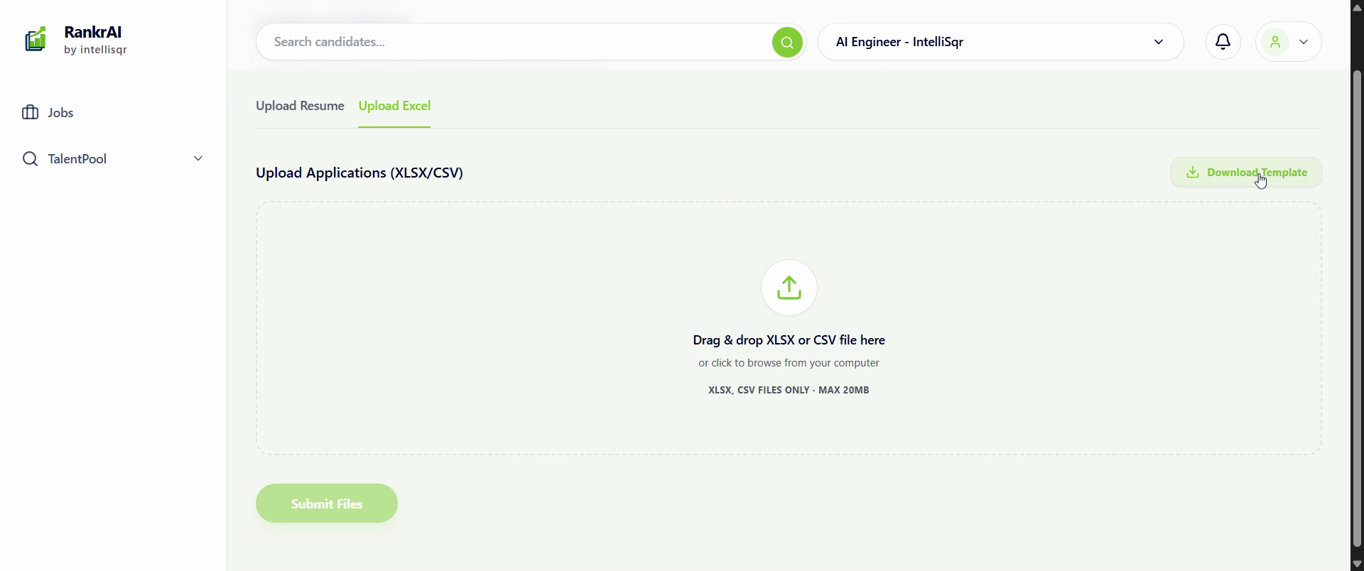 Bulk Upload Candidates using a Template