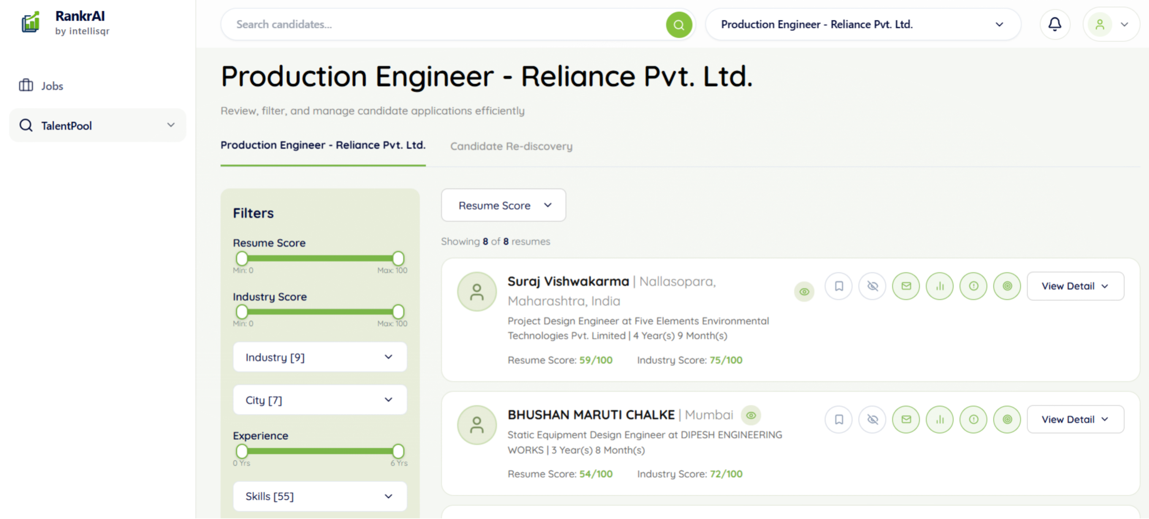 Talent pool overview